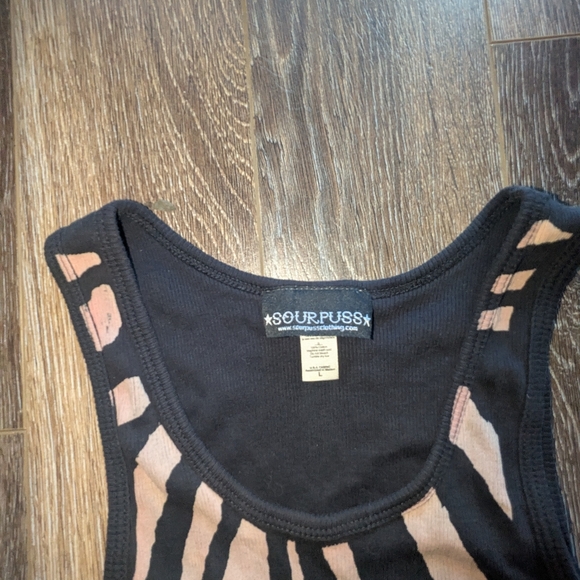 Zebra Print Sourpuss Tank Top - Picture 3 of 4